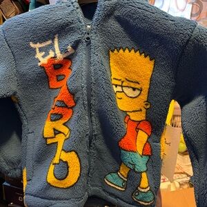 Kids Blue Fleece Jacket with Cartoon Design